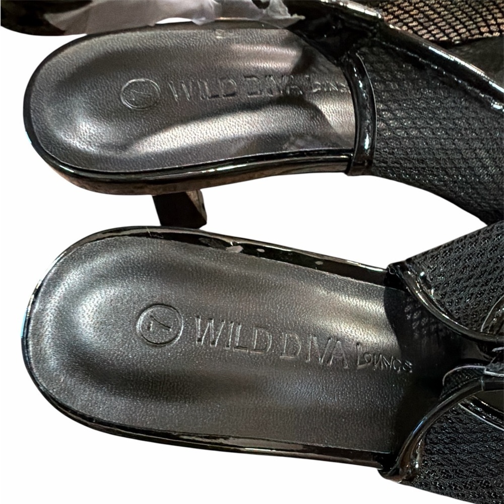 Wild Diva Lounge Mesh Kitten Heels Size 7 Black Slingback Pointed Toe NEW - Picture 8 of 12